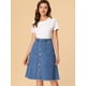 thumbnail image 3 of Faldas De Mezclilla Para Mujer Falda Vaquera Midi Con Botones Y Dobladillo Sin Rematar Azul M, 3 of 6