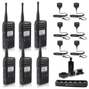 Motorola DTR700 Digital 2-Way Radio (50 Channels) (DTR700) + Multi-Unit Charger + 6 x HKLN4606 Remote Speaker Mic (6-Pack)