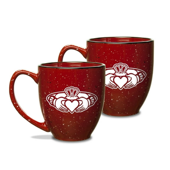 Claddagh Ring Logo 15 oz Red Bistro Mug - Set of 2