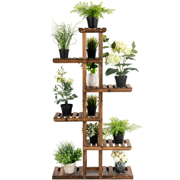 Patiojoy 6 Tier Wooden Plant Flower Display Shelf Flower Pot Rack