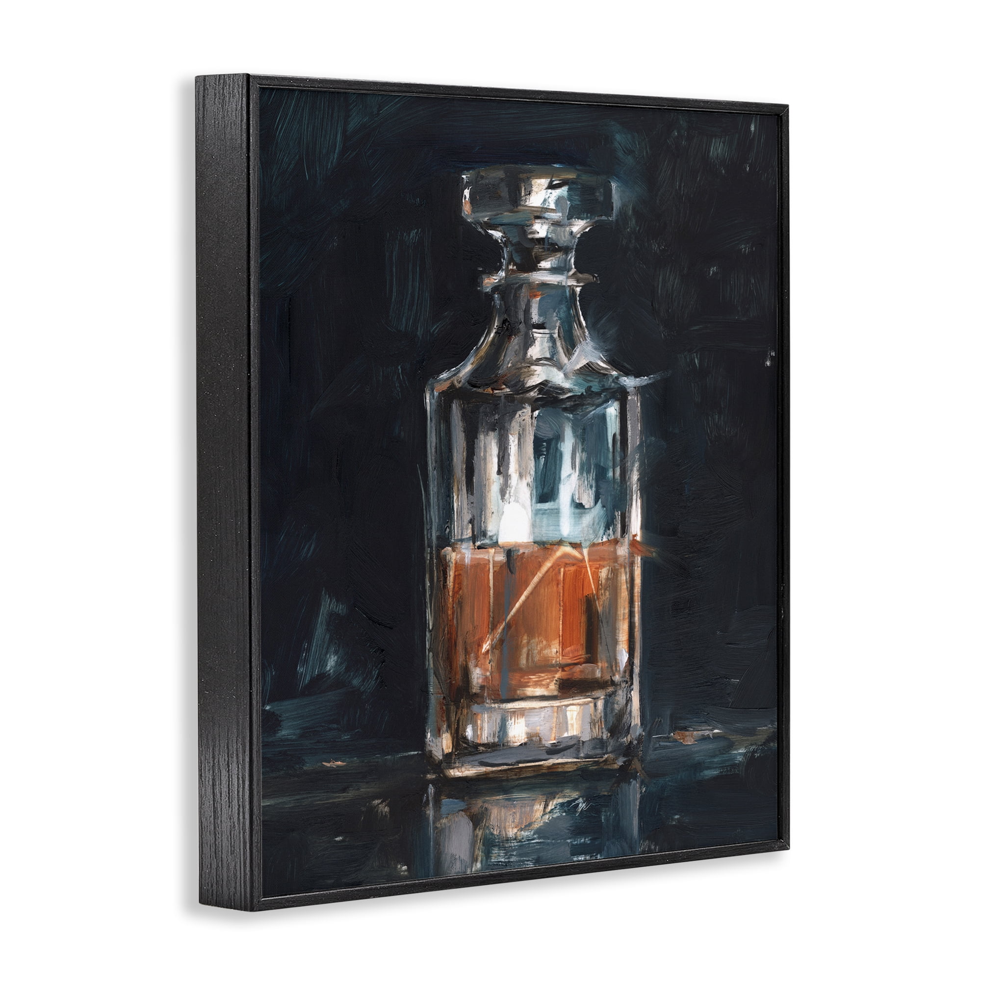Stupell Industries Bar Whiskey Decanter Food & Beverage Painting Black Framed Art Print Wall Art, 16 x 20