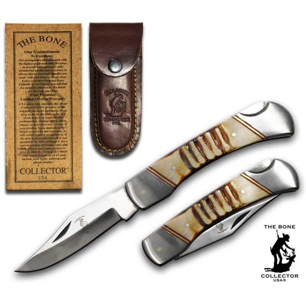 Folding Pocket Knife Bone Collector Classic Lockback 3.5" Blade Bone
