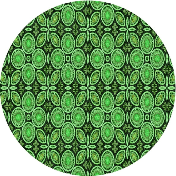 Ahgly Company Indoor Round Patterned Deep Emerald Green Area Rugs, 3' Round