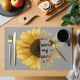thumbnail image 2 of Yellow Sunflowers Placemats Set of 4, Floral You Are My Sunshine Grey Quotes Placemats for Dining Table, Place Mats for Kitchen Tabletop, Waterproof Wipeable Dining Table Mats Set, 2 of 9