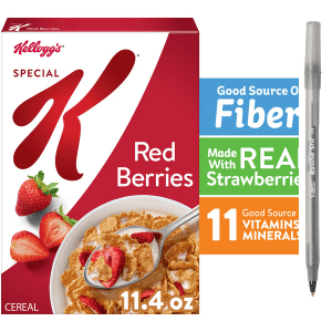Kellogg’s Special K Red Berries Breakfast Cereal, Good Source of Fiber with pan