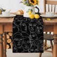 thumbnail image 5 of Burlap Table Runner 120 Inches Long, Abstract Character Face Modern Line Arts Non-Slip Kitchen Table Runners for Dining Room Everyday Use Party Table Decorations Black White, 5 of 9