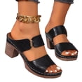 thumbnail image 3 of Willtoo Women's Chunky Block Heel Sandals - Open Toe Slip-On Ankle Strap Slides with Adjustable Buckle, for Casual & Evening Wear Black US-8.5（EU-41）, 3 of 4
