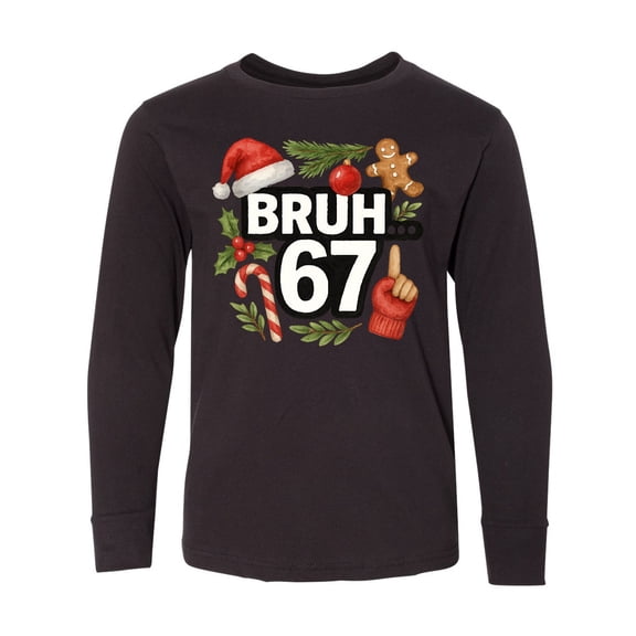 Inktastic Bruh 67 Christmas Holiday Cheer Long Sleeve Youth T-Shirt