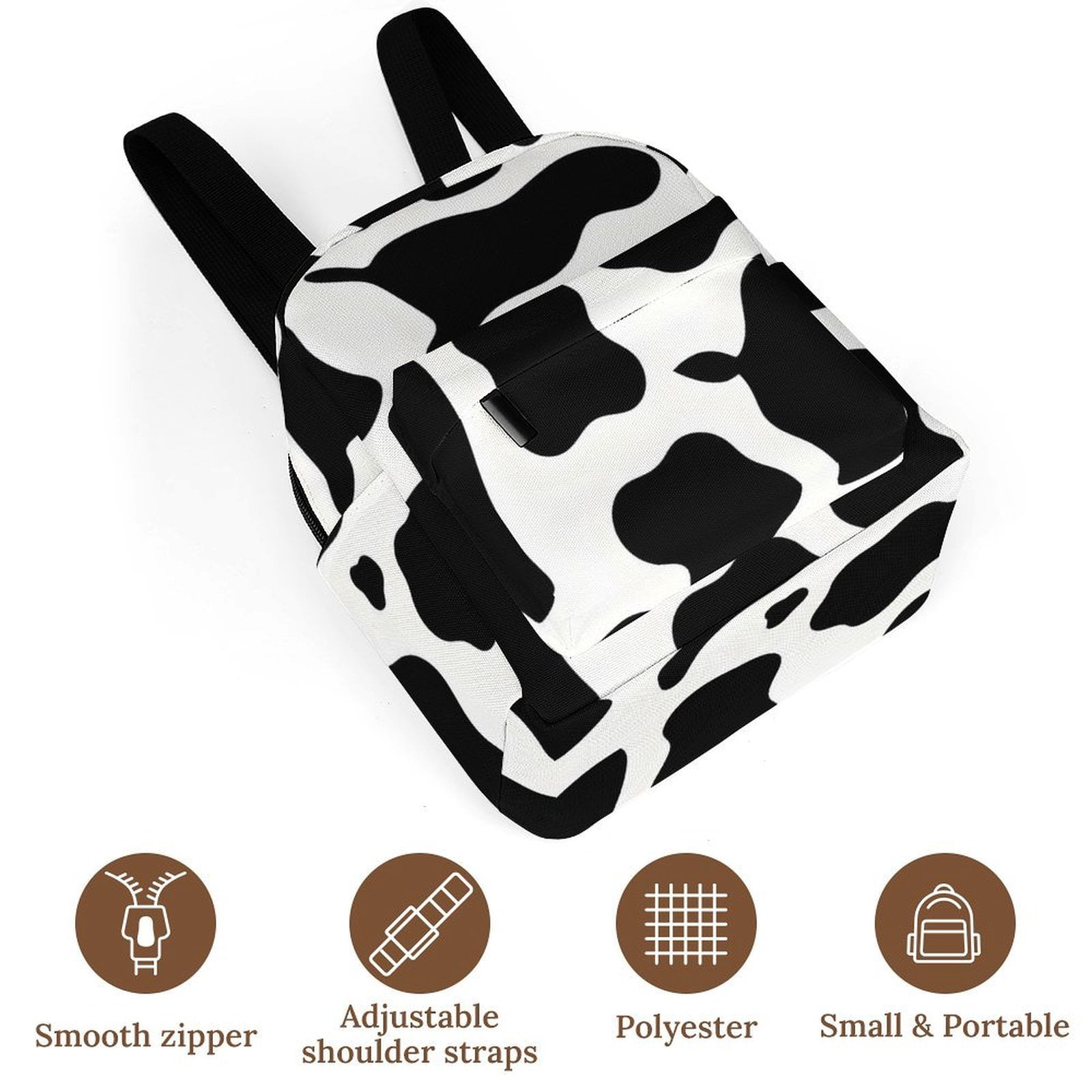 8.1×10in Casual Women'S Backpack With Anti-Contraction And Stretch For Sports Activities Travel Picnics Simple Cow Print Pattern, Vector Art Style_4
