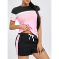 thumbnail image 4 of Conjunto de ropa de mujer Lucakuins, camisetas de manga corta de Color contrastante y pantalones cortos para correr, ropa deportiva de Yoga, chándales de verano Lucakuins  moda, 4 of 9