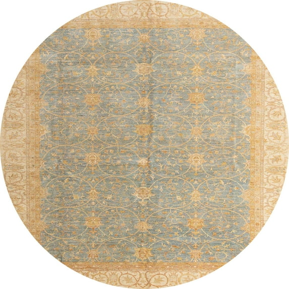 Ahgly Company Machine Washable Indoor Round Abstract Yellow Area Rugs, 3' Round