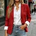thumbnail image 2 of Women's Blazers Business Casual Lapel Collar Long Sleeve Contrast Cuff Work Office Suit Jackets with Pockets (L, Red), 2 of 8