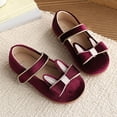 thumbnail image 4 of Toddler Little Girl Mary Jane Dress Shoes Ballet Flats for Girl Party Shoes Bowknot Princess Shoes Purple 6(21), 4 of 6