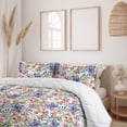 thumbnail image 2 of Ambesonne Jungle Leaves Down Alternative Quilt Comforter, Leafy Twigs Wisteria, Full, Lavender Blue Lime Green, 2 of 5
