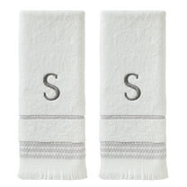 SKL Home Casual Monogram Hand Towel (2-Pack), "S", White