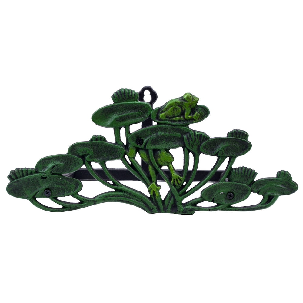 Garden Hose Holder Frogs On Lily Pads Cast Iron 13.75" Long