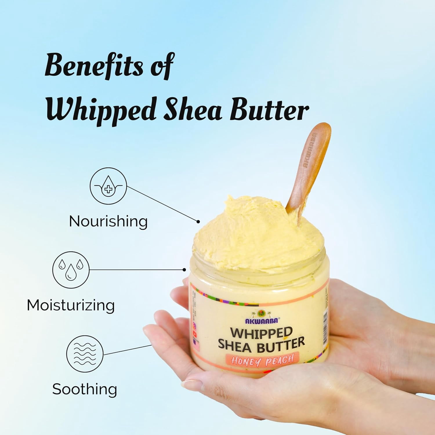 AKWAABA Whipped Shea Body Butter (Baby Powder) | Net Wt 12 oz | Whipped Shea Butter Blend | Moisturizing Care | For Skin | 340 g