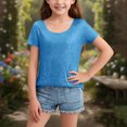thumbnail image 2 of Juslio Girls Sequin Shirts Casual Short Sleeved Tops, Comfortable Breathable Crew Neck T Shirts Sizes 2-18, 2 of 8