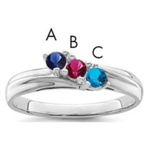 Auriga Fine Jewelry 925 Sterling Silver Rh-plated Synthetic 3 Stone Mother's Ring for Women Size 7