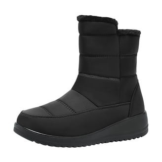 Khombu Women's Dixie Black High-Top Snow Boots - Waterproof, Warm, With 0.5 Inch Heel