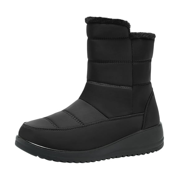 Gyexs Mens Snow Boots, Winter Shoes for Women 2025 Platform, Fuzzy, Buckle, Moto, Cap Toe, Women's Fashion, Black, Size 6