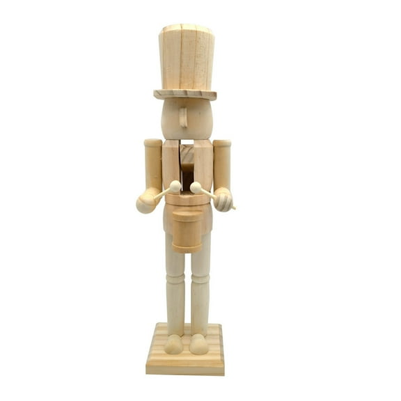 Selrti 1/2/3Pcs 25/38CM Christmas Wooden Unfinished Nutcracker Figurine DIY Blank Unpainted Soldier Figure Holiday Party Ornament Decoration