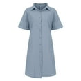thumbnail image 5 of Homenesgenics Womens Dresses Plus Size 3xl Womens Button Shirt Dress Casual Loose Turndown Collar Short Sleeve Dresses with Pockets, 5 of 9