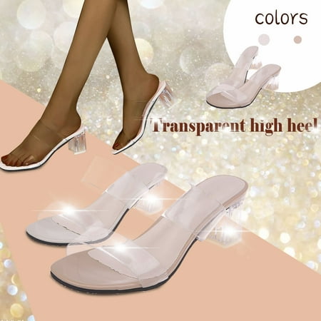 

Summer New Thick Heel Transparent Sandals Breathable Women s High Heels
