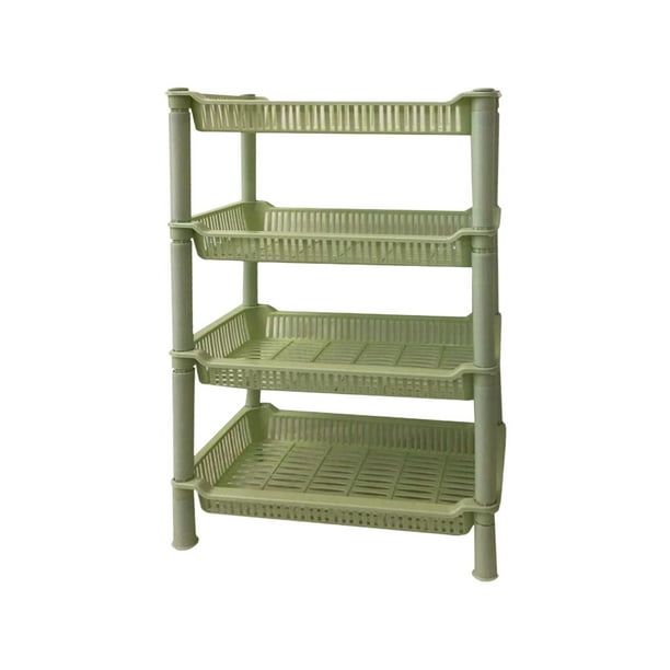 Estantes De Plástico Estante de almacenamiento de plástico de 4 capas para encimera de baño y cocina, paquete de 4, 51 x 24 x 17 cm, con base antideslizante JASKFLY