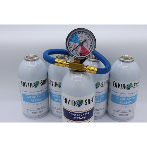 Envirosafe R1234yf Arctic Air for and Stop leak Gauge 4 Pack Cans