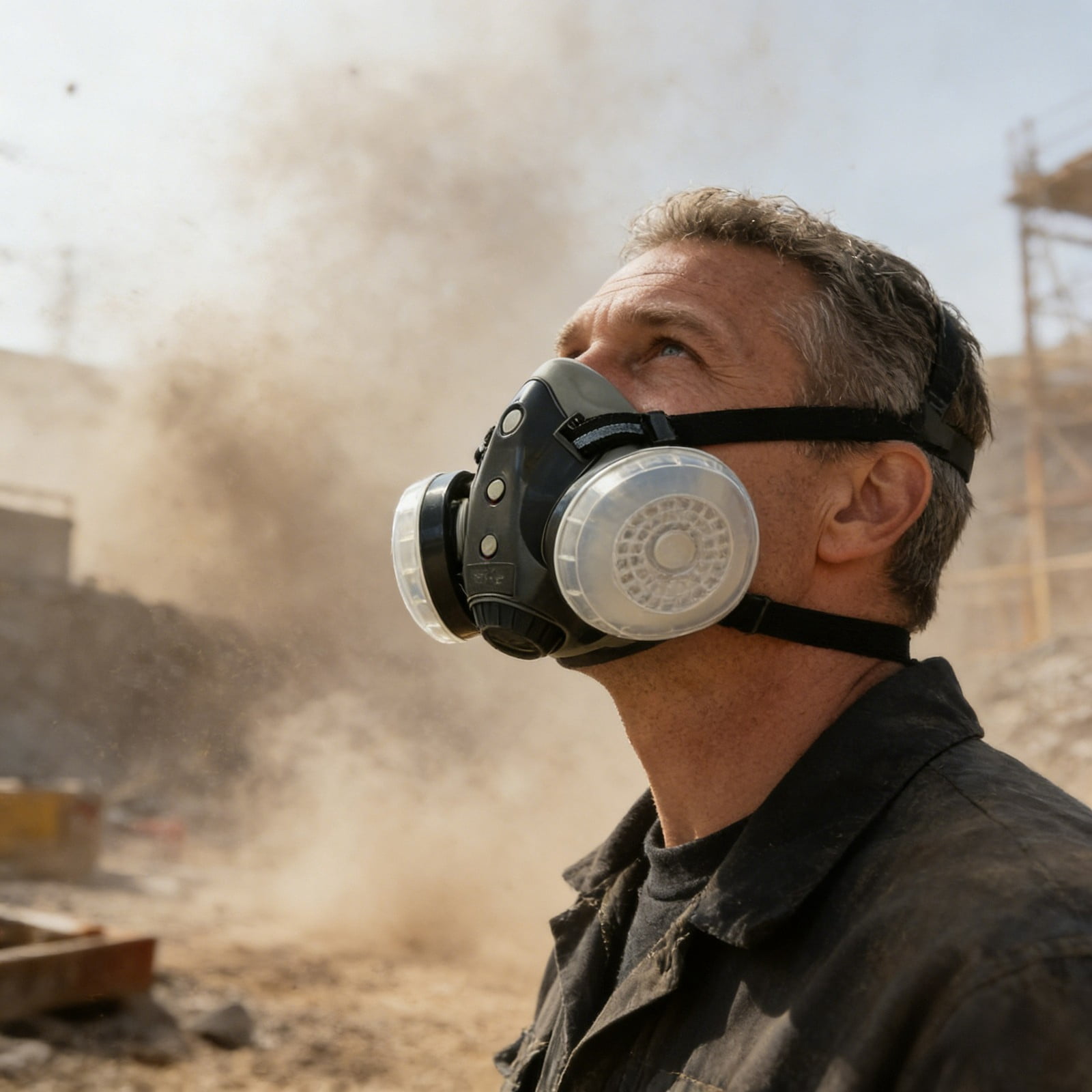 Dust Proof Integrated Respirator Mask Industrial Grade Face Shield for Spray Painting & Grinding with Replaceable Filters