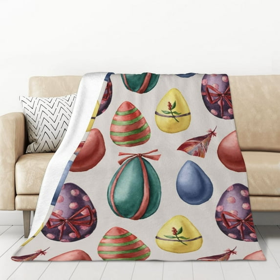XMXT Throw Blankets, Easter Egg Pattern Bed Blanket for Bedroom Sofa, 50 x 70 inches Multicolor