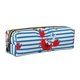 thumbnail image 1 of Disketp Red Funny Crab on Blue Stripe Estuche de Lápices de Cuero con Cierre, Estuche Compacto para Papelería, Bolígrafos y Accesorios Pequeños, 1 of 7
