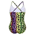 thumbnail image 5 of Doomiva Women One Piece Plus Size Swimsuit Leopard Print Scoop Neck Beachwear Crist Cross Straps Yellow 3XL, 5 of 7