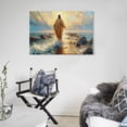 thumbnail image 2 of YarnArtistry Walks on Water Christ Religious Painting 12 in x 18 in Framed Canvas Art Prints, 2 of 6