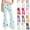 Pink, variant on Spazoro Girls Flare Pants with Pockets, Flare Leg Star Print Button Closure Loose Fit Zip Up Casual Bell Bottom Trousers Pink Size 8-9