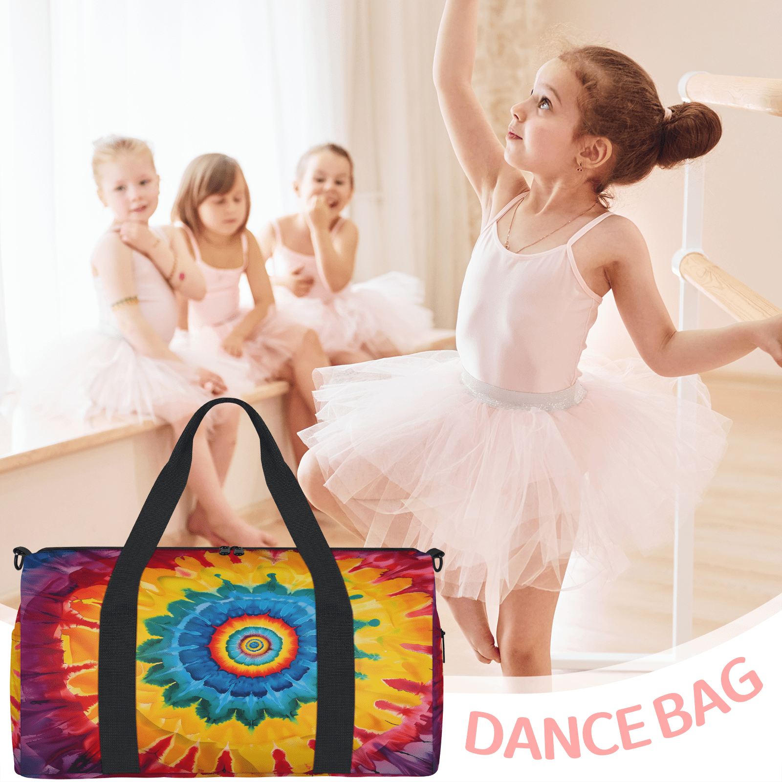 Herdesigns Bohemian Tie Dye Travel Duffle Bag Sports Yoga Weekender Overnight Carry on Workout Bags Lightweight Waterproof Gym Tote Bag for Women