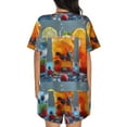 thumbnail image 6 of Fuzoiu Refreshing Fruit Infused Drinks Print Women's Short-Sleeved Pajama Set,Lounge Sleepwear Set,Womens Pajama Sets 2 Piece,Button-Up Top and Shorts with Pockets-Large, 6 of 7