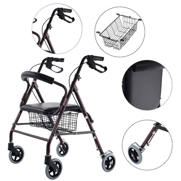Costway Drive Medical Rollator Walker Folding w/ 6''Wheel Basket Soft