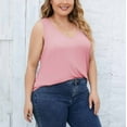 thumbnail image 4 of TDYHUAO Plus Size Tank Tops for Women Ribbed V Neck Sleeveless Shirt Solid Color Oversized Basic Summer Casual Trendy Tanks, 4 of 7