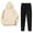 Beige-4, variant on Stamzod Women Sets 2 Piece Outfits Pants Leisure Tops Sets Hooded Solid Color Long Sleeve Long Pants Drawstring with Pocket Tracksuit Suits