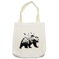 thumbnail image 1 of Bear Tote Bag, Mammal Silhouette Mountain Landscape Flying Birds and Forest Wildlife Design, Cloth Linen Reusable Bag for Shopping Books Beach and More, 16.5" X 14", Cream, by Ambesonne, 1 of 2