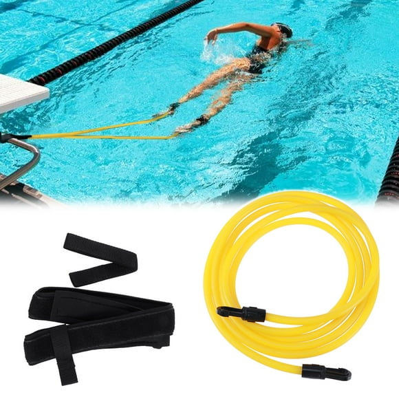 1 Set Swimming Resistance Belt Swim Trainning Band Durable Elastic Belt Strap with Loop Waist Strap Mesh Bag
