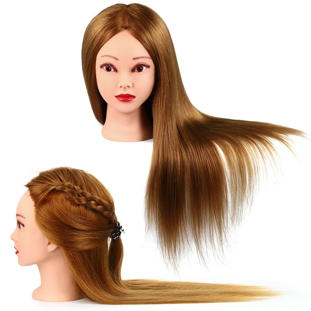 Mannequin Head 70% Real Hair, Cosmetology Doll Head for Hair Styling,  Braiding, Makeup Practice & Training -Blonde Color 