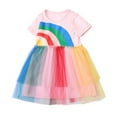 thumbnail image 1 of Qudderr Robe Princesse en Tulle Arc-en-Ciel pour Enfants 2-8 Ans Robe Imprimée pour Filles Robe d'Été en Maille pour Bébés Filles Jupe, 1 of 9