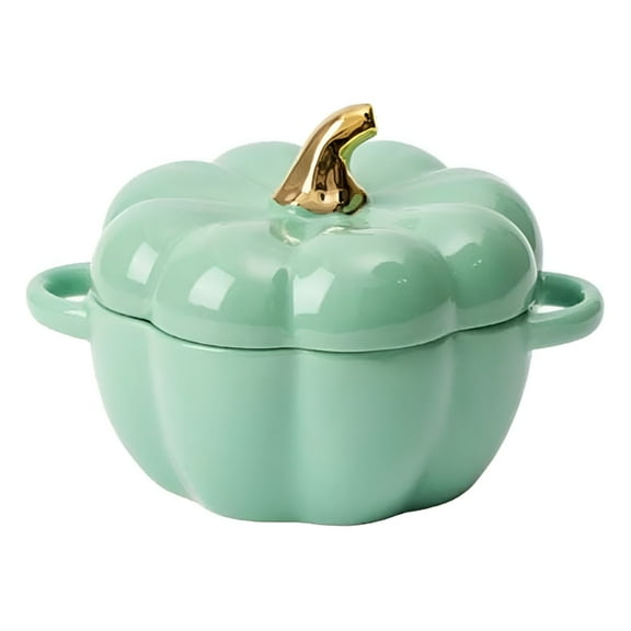 ACDANC Pumpkin Shape Ceramic Soup Salad Cereal Bakeware Tableware Halloween Decoration Rice Bowl Food Container Kitchen Accessories Soup Bowl GREEN