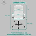 thumbnail image 5 of Halle High Back Executive Office Chair with Armrests Lumbar Support Adjustable Height, Swivel and Lumbar Support, Premium Faux Leather Comfortable Office Chair with Back Support - White, 5 of 19