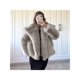 thumbnail image 4 of Abrigo de Piel Sintética para Mujer, Chaqueta de Piel Sintética, Chaqueta de Invierno de Larga con Solapa, Parka Corta Gris Marfil XS, 4 of 10