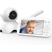 Baby Monitor, 5.5" 720P HD Display Video Baby Monitor with Camera and Audio, 5000mAh Battery, Remote Pan&Tilt&Zoom, Two-Way Talk,Temperature Monitor, Night Vision, Lullaby Player, 960ft Range