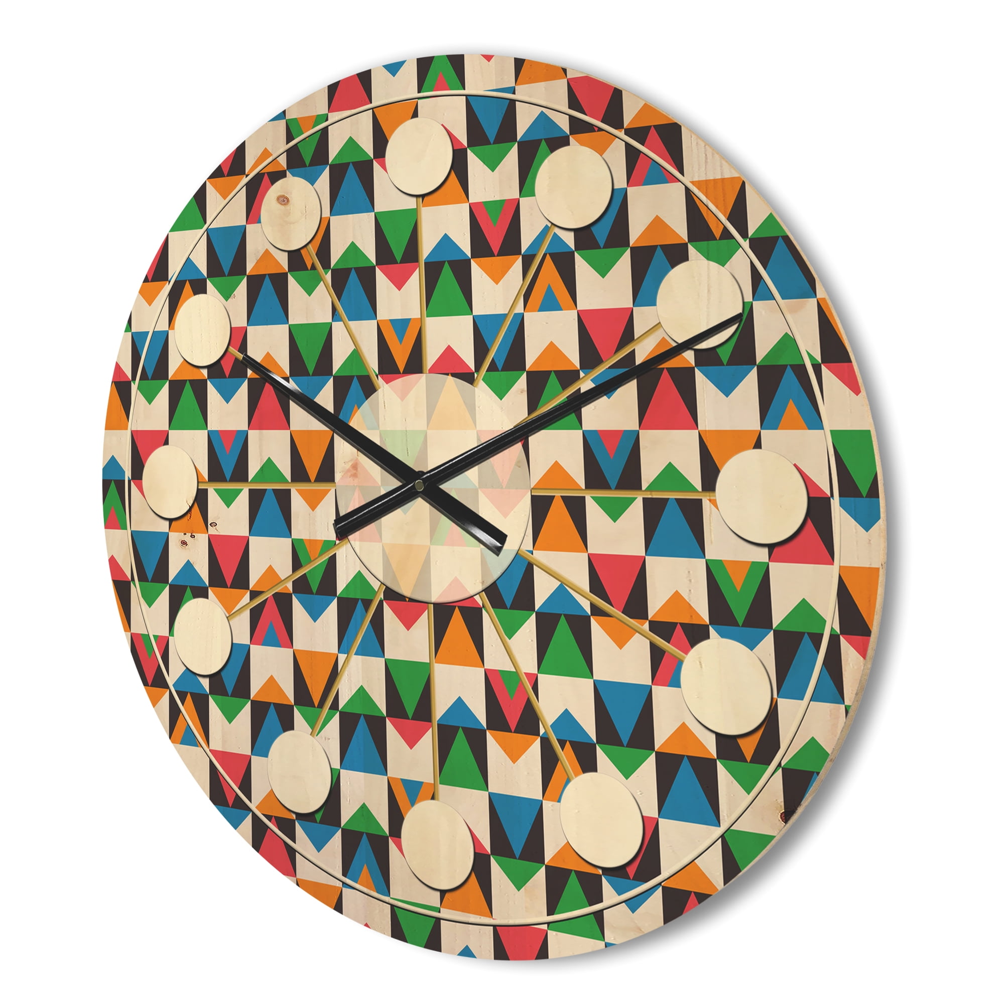 Designart 'Ornamental Retro Design II' Mid-Century Modern Wood Wall Clock